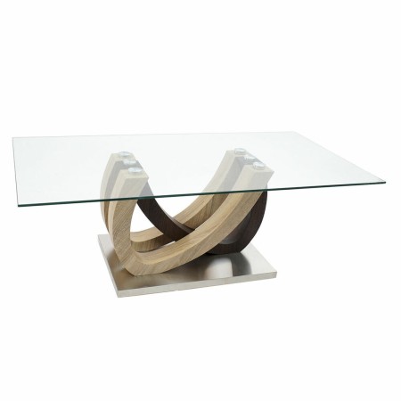 Table d'appoint DKD Home Decor Verre Marron Transparent Acier inoxydable Bois MDF (120 x 60 x 42 cm)