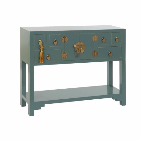 Console DKD Home Decor Turquoise Pin Doré Bois MDF (95 x 24 x 79 cm)