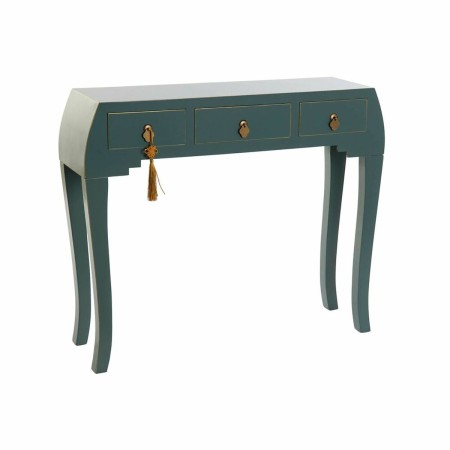 Console DKD Home Decor Turquoise Pin Doré Bois MDF (96 x 26 x 80 cm)