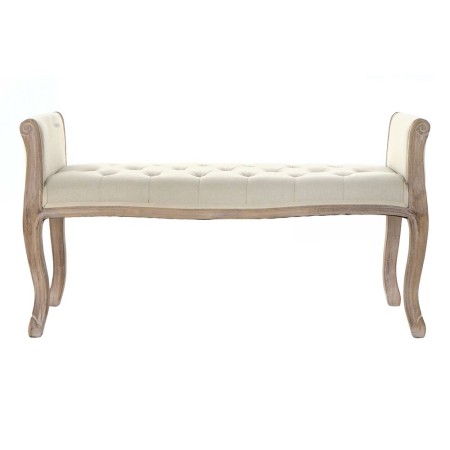 Banquette DKD Home Decor  Naturel Beige Lin Bois d'hévéa (109 x 45 x 60 cm)