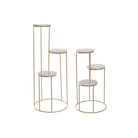 Table d'appoint DKD Home Decor Doré Métal MDF Blanc (42 x 42 x 99 cm)