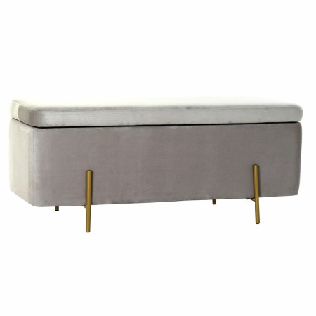 Banquette DKD Home Decor  Gris Doré Métal Polyester Velours (108 x 42 x 45 cm)