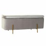 Banquette DKD Home Decor  Gris Doré Métal Polyester Velours (108 x 42 x 45 cm)