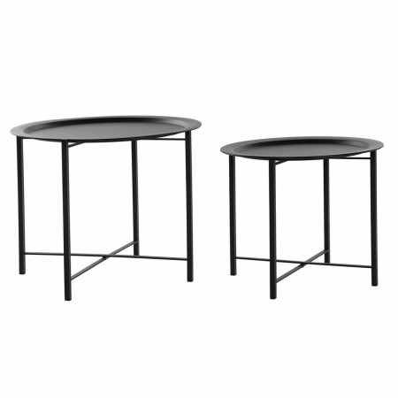 Jeu de 2 tables DKD Home Decor Noir Métal (62 x 62 x 49 cm) (2 pcs)