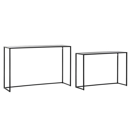 Console DKD Home Decor Verre Noir Métal (100 x 30 x 65 cm) (80 x 25 x 55 cm) (2 pcs)