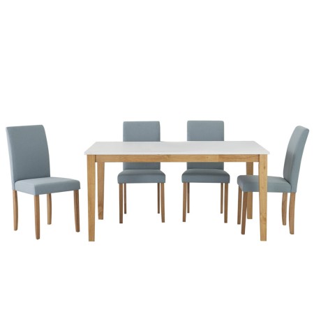 Ensemble Table + 4 Chaises DKD Home Decor Polyester Chêne Laqué (120 x 75 x 74 cm)