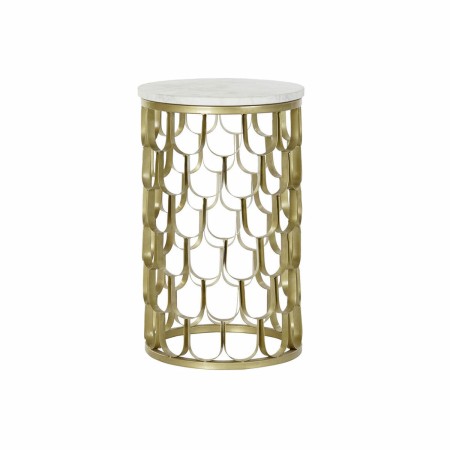 Table d'appoint DKD Home Decor Blanc Marbre Fer Doré (30.5 x 30.5 x 50 cm)