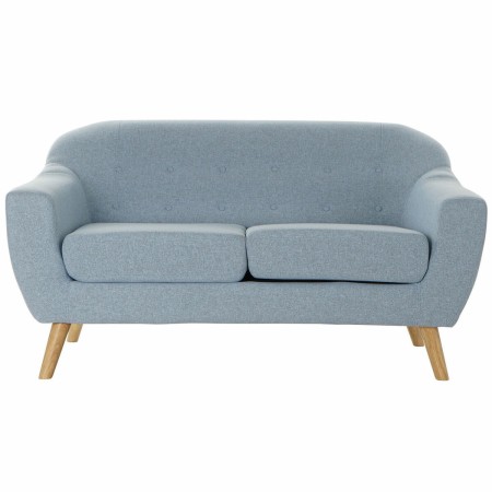 Canapé deux places DKD Home Decor Polyester Bois d'hévéa Bleu ciel (146 x 84 x 82 cm)