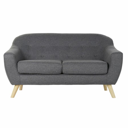 Canapé deux places DKD Home Decor Gris Polyester Bois d'hévéa (146 x 72 x 82 cm)