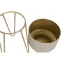 Set de Maceteros Home ESPRIT Blanco Gris Dorado Metal 36 x 36 x 81,5 cm (2 Piezas)