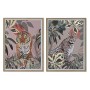 Cadre Home ESPRIT Rouge Vert Colonial Doré Jungle 45 x 2,5 x 60 cm (2 Unités)