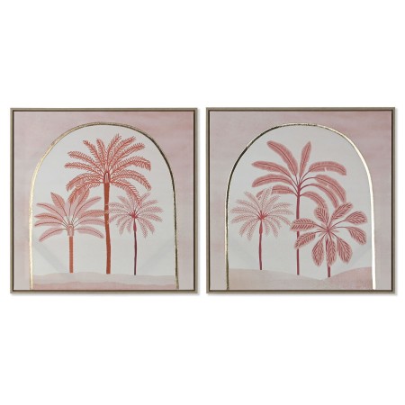 Cuadro Home ESPRIT Beige Coral Palmeras Colonial 60 x 2,5 x 60 cm (2 Unidades)