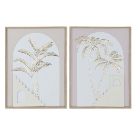 Cuadro Home ESPRIT Blanco Beige Palmeras Escandinavo 45 x 2,2 x 60 cm (2 Unidades)