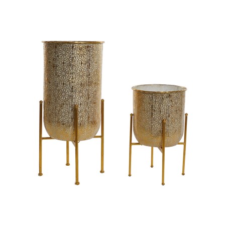 Set de Maceteros Home ESPRIT Dorado Metal Moderno 30 x 30 x 62,5 cm (2 Piezas)
