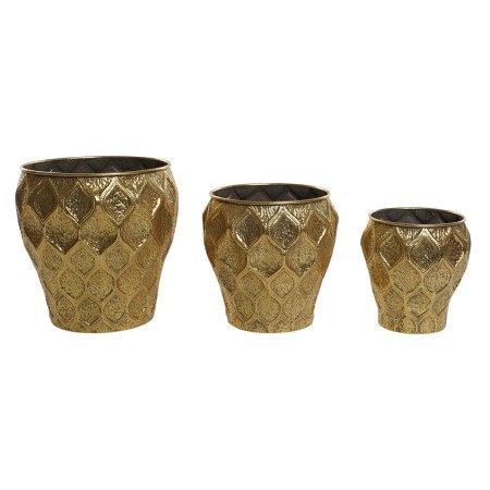 Set de Maceteros Home ESPRIT Dorado Metal Moderno 41 x 41 x 41,5 cm (3 Piezas)
