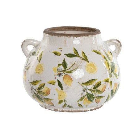 Vase Home ESPRIT Jaune Blanc Marron Grès Citron 21 x 20 x 16 cm