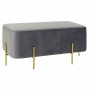 Banquette DKD Home Decor  Gris Doré Métal Polyester Velours (91 x 46,5 x 42 cm)