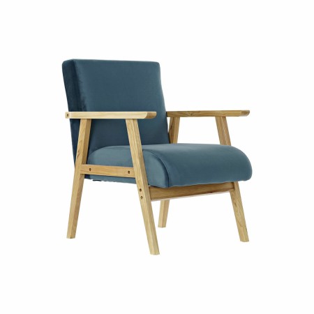 Fauteuil DKD Home Decor 8424001802296 Naturel Bleu Polyester Bois MDF (62 x 65 x 76 cm)