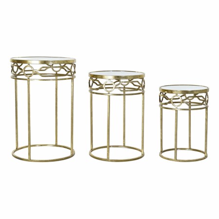 Jeu de 3 tables DKD Home Decor Miroir Doré Métal (46 x 46 x 70 cm) (3 pcs)