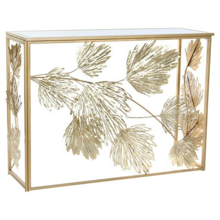 Console DKD Home Decor Miroir Doré Métal Tropical Feuille d'une plante (108 x 37 x 79,5 cm)