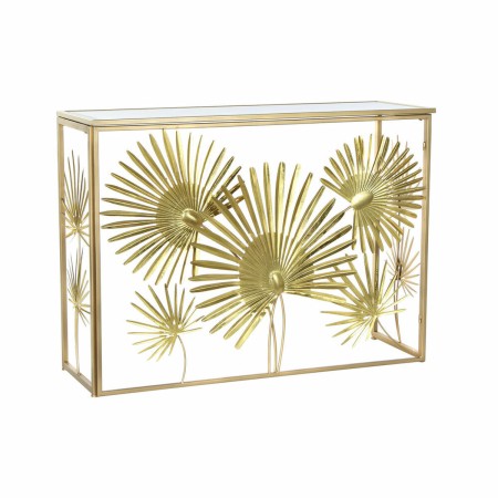 Table d'appoint DKD Home Decor Miroir Doré Métal Tropical Feuille d'une plante (108 x 37 x 79,5 cm)