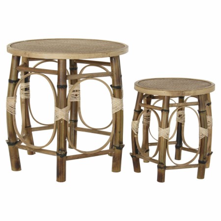 Table d'appoint DKD Home Decor Rotin (2 pcs) (57 x 57 x 57 cm) (36.5 x 36.5 x 42 cm)