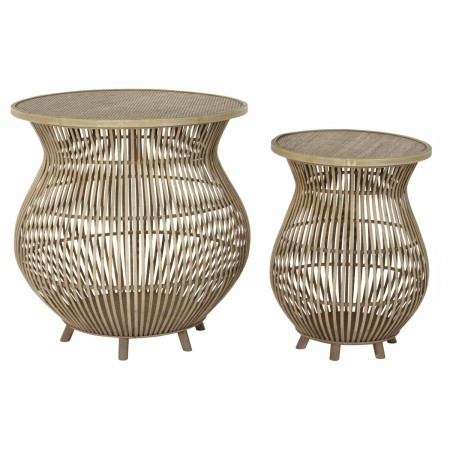 Table d'appoint DKD Home Decor Rotin (2 pcs) (61 x 61 x 62 cm) (41 x 41 x 53 cm)