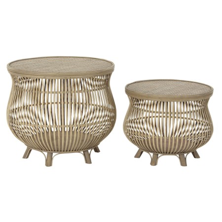 Table d'appoint DKD Home Decor Rotin (2 pcs) (50 x 50 x 44 cm) (41 x 41 x 34 cm)