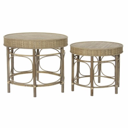 Table d'appoint DKD Home Decor Rotin (2 pcs) (61.5 x 61.5 x 52 cm) (50 x 50 x 43.5 cm)