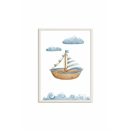 Cadre Crochetts Multicouleur Enfant Bateau 33 x 43 x 2 cm