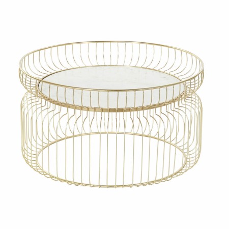 Table d'appoint DKD Home Decor Blanc Marbre Fer Doré (71 x 71 x 39 cm)