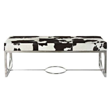 Banquette DKD Home Decor  Noir Acier Cuir Blanc (122 x 41 x 44 cm)