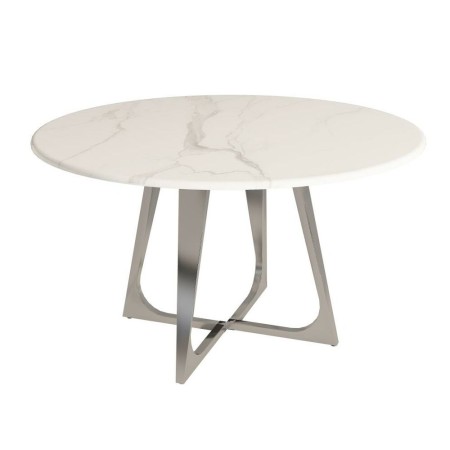 Table de Salle à Manger DKD Home Decor Acier Marbre (130 x 130 x 76 cm)