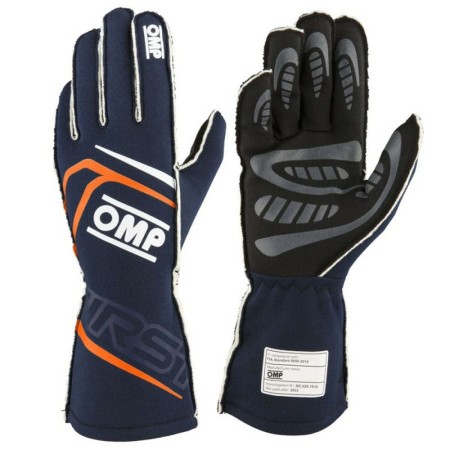 Guantes OMP Naranja L FIA 8856-2018 Azul marino