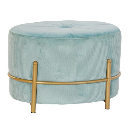 Banquette DKD Home Decor  Doré Métal Polyester Velours Bleu ciel (51 x 36 x 34 cm)