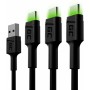 Cable USB Green Cell KABGCSET03 Negro 2 m