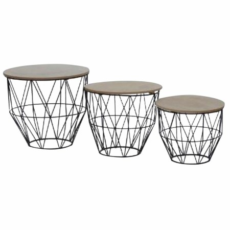 Table d'appoint DKD Home Decor Métal Bois MDF (3 pcs) (40 x 40 x 36 cm)