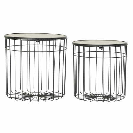 Table d'appoint DKD Home Decor Bois Métal (2 pcs) (40 x 40 x 40 cm) (36 x 36 x 36 cm)