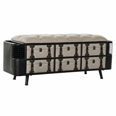 Banquette DKD Home Decor  Noir Beige Métal PU (120 x 40 x 50 cm)