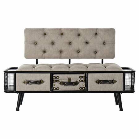 Banquette DKD Home Decor  Noir Beige Métal PU (120 x 50 x 76 cm)