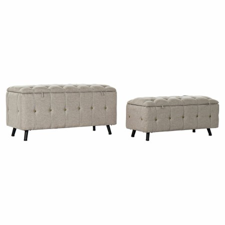 Banquette DKD Home Decor  Noir Beige Métal PU (103 x 42 x 52 cm)
