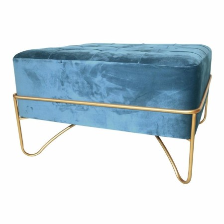 Banquette DKD Home Decor  Mousse Bleu Doré Métal Polyester Velours Bois MDF (80 x 80 x 42 cm)
