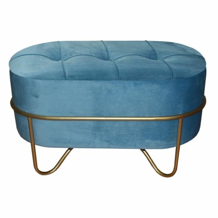 Banquette DKD Home Decor  Mousse Bleu Doré Métal Polyester Velours Bois MDF (72 x 39 x 38 cm)