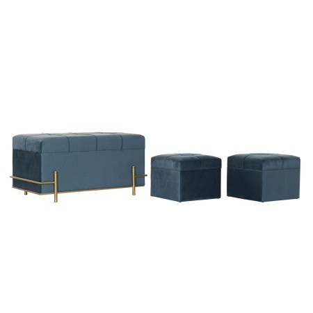 Banquette DKD Home Decor Mousse Bleu Métal Polyester Velours Bois MDF (83 x 43 x 42 cm)