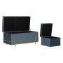 Banquette DKD Home Decor Mousse Bleu Métal Polyester Velours Bois MDF (83 x 43 x 42 cm)