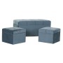 Banquette DKD Home Decor Mousse Bleu Métal Polyester Velours Bois MDF (83 x 43 x 42 cm)
