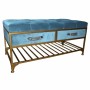 Banquette DKD Home Decor  Bleu Doré Métal Polyester Velours (100 x 48 x 48,5 cm) (10 cm)