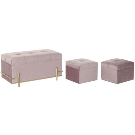 Banquette DKD Home Decor Mousse Rose Doré Métal Polyester Velours Bois MDF (80 x 40 x 42 cm)