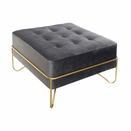 Banquette DKD Home Decor  Mousse Gris Doré Métal Polyester Velours Bois MDF (80 x 80 x 47 cm)
