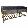 Banquette DKD Home Decor  Gris Doré Métal Polyester Velours (10 cm) (100 x 48 x 48 cm)